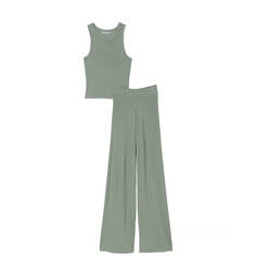 Комплект пижамный Victoria&apos;s Secret Ribbed Modal Tank &amp; Pants, 2 предмета, зеленый