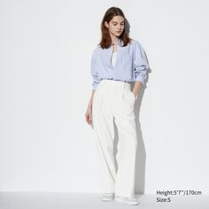 Широкие брюки с плиссами UNIQLO, белый