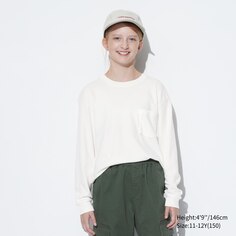 Детская футболка из мягкого хлопка с круглым вырезом и длинными рукавами UNIQLO, белый
