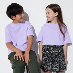 Хлопковая футболка Airism с круглым вырезом (короткий рукав) UNIQLO, фиолетовый