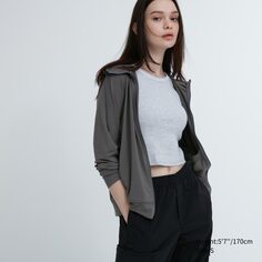 Толстовка на молнии с уф-защитой airism mesh UNIQLO, серый