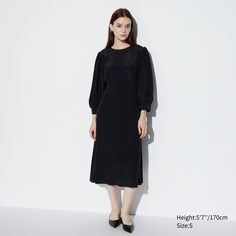 Платье с рукавами 3/4 UNIQLO, черный