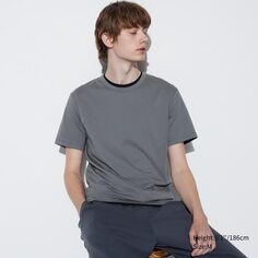 Хлопковая футболка airism с короткими рукавами UNIQLO, серый