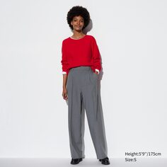 Широкие брюки плиссированные (длинные) UNIQLO, серый