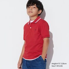 Детская рубашка поло с вышивкой сухого пике UNIQLO, красный