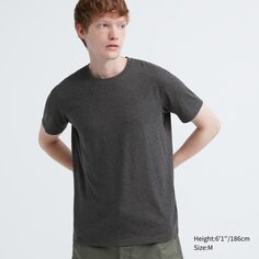 Футболка dry color с круглым вырезом и короткими рукавами UNIQLO, темно-серый