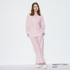 Мягкая пижама стрейч с длинными рукавами UNIQLO, розовый
