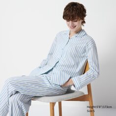 Мягкая пижама стрейч с длинными рукавами UNIQLO, светло-синий