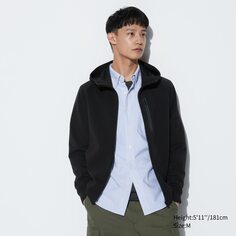 Худи стрейч dry на молнии UNIQLO, черный