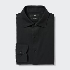 Рубашка узкого кроя super non-iron (ворошник с полуобрезом) UNIQLO, черный
