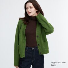 Короткий кардиган из пряжи суфле UNIQLO, зеленый