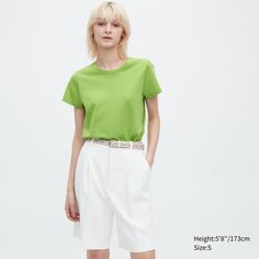 Футболка из 100% хлопка supima с круглым вырезом и короткими рукавами UNIQLO, зеленый