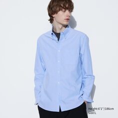 Оксфордская рубашка приманного кроя UNIQLO, синий