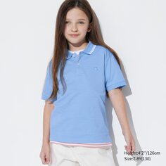 Детская рубашка поло с вышивкой сухого пике UNIQLO, синий
