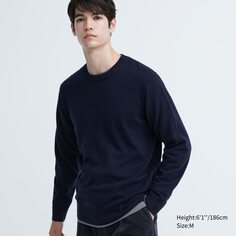 Джемпер из 100% кашемира с круглым вырезом UNIQLO, темно-синий