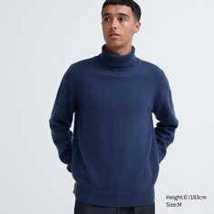 Джемпер премиум из шерсти ягненка UNIQLO, синий