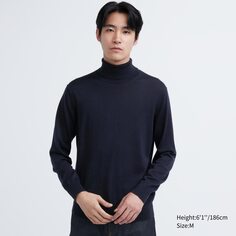 Джемпер из 100% тонкого мериноса UNIQLO, темно-синий