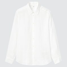 Рубашка из 100% премиум льна с длинными рукавами UNIQLO, белый