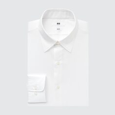 Рубашка приманного кроя из стрейч из ткани легкого ухода (обычный воротник) UNIQLO, белый