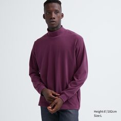 Футболка из флиса стрейч с вырезом и длинными рукавами UNIQLO, фиолетовый