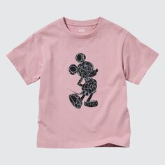 Детская футболка с графикой «микки стендс ют» UNIQLO, розовый
