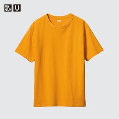 Футболка с круглым вырезом и короткими рукавами UNIQLO, оранжевый