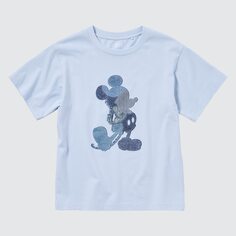 Детская футболка с графикой «микки стендс ют» UNIQLO, светло-синий