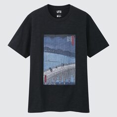 Футболка с графикой ukiyo-e ut archive UNIQLO, темно-синий