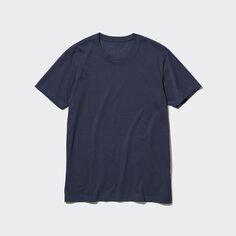 Футболка dry color с круглым вырезом и короткими рукавами UNIQLO, темно-синий