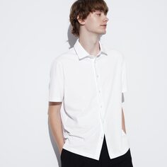 Хлопковая полностью открытая рубашка-поло AIRism (с коротким рукавом) UNIQLO, белый