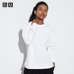 Хлопковая футболка AIRism с круглым вырезом (длинный рукав) UNIQLO, белый