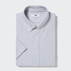 Рубашка UNIQLO трикотажная с воротником на пуговицах, светло-серый