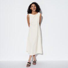Ультраэластичное платье AIRism (без рукавов, стандартная длина, 112-122,5см) UNIQLO, молочный