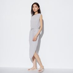 Платье плиссе (возможен вариант без рукавов) UNIQLO, светло-серый