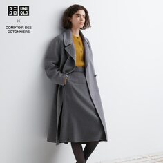 Двустороннее пальто с запахом UNIQLO, серый