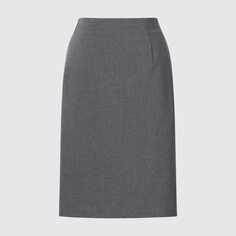 Эластичная обтягивающая юбка (средней длины, 56-58 см) можно подобрать по размеру. UNIQLO, серый