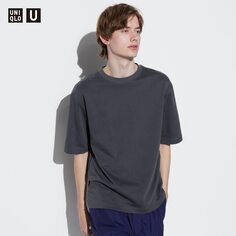 Хлопковая футболка оверсайз AIRism (рукав до половины) UNIQLO, серый