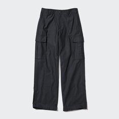 Широкие прямые брюки-карго (длина 77 см) UNIQLO, темно-серый