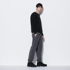 Спортивные штаны (боковая линия/большая длина 68-74 см) UNIQLO, темно-серый
