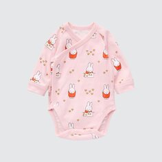 Боди из коллекции Picture Book Dick Bruna (длинные рукава, открытая передняя часть) UNIQLO, розовый