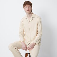 Хлопковая пижама AIRism (длинный рукав) UNIQLO, естественный