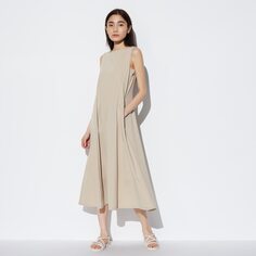 Ультраэластичное платье AIRism (без рукавов, стандартная длина, 112-122,5см) UNIQLO, бежевый