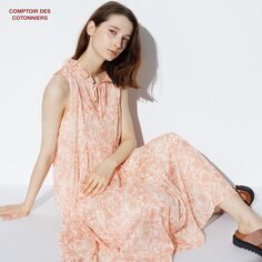 Длинное платье с прозрачным принтом (без рукавов Comptoir de Cotonnier) UNIQLO, естественный