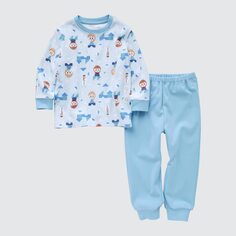 Пижама Disney Kidia (с длинным рукавом) UNIQLO, светло-синий