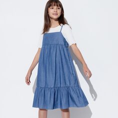 Платье-комбинезон GIRLS из шамбре UNIQLO, синий