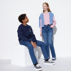 Ультраэластичные мягкие джинсы (на молнии) UNIQLO, синий