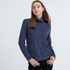 Флисовая водолазка HEATTECH (с длинным рукавом) UNIQLO, синий