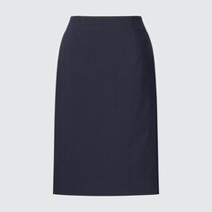 Эластичная обтягивающая юбка (средней длины, 56-58 см) можно подобрать по размеру. UNIQLO, темно-синий
