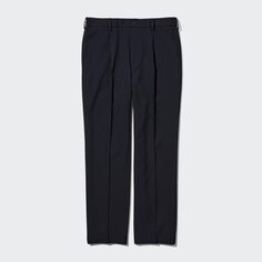 Широкие брюки со складками (стандартная длина 70–76 см)* UNIQLO, темно-синий