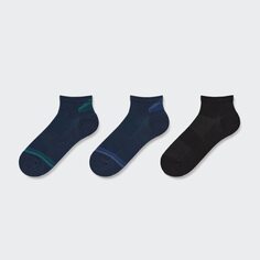 Носки короткие (ворсовые, спортивные, 3 пары) UNIQLO, темно-синий